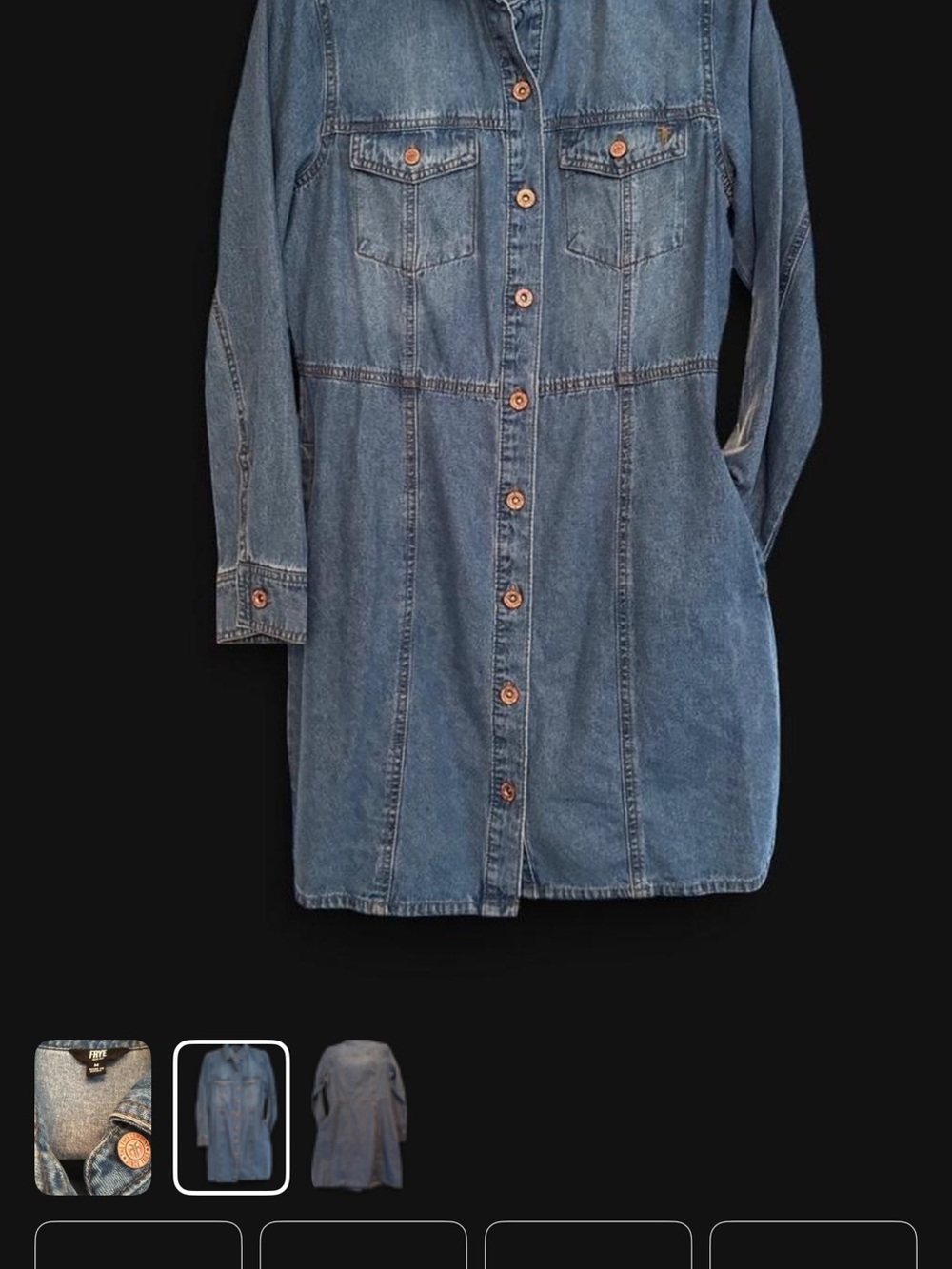 Frye Medium Blue Denim Jacket with Copper-Tone Button